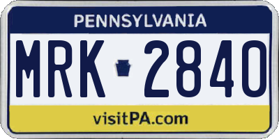 PA license plate MRK2840