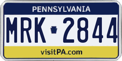 PA license plate MRK2844