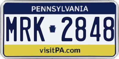 PA license plate MRK2848