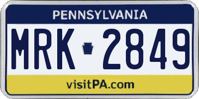 PA license plate MRK2849