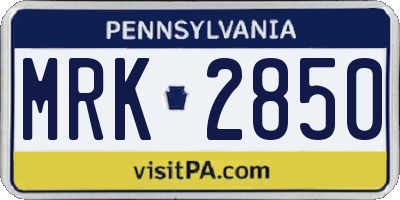 PA license plate MRK2850