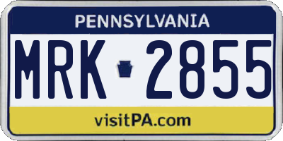 PA license plate MRK2855