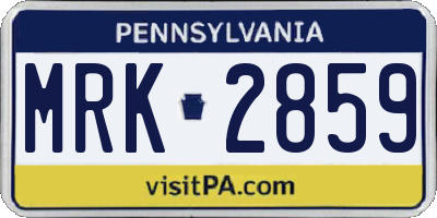 PA license plate MRK2859