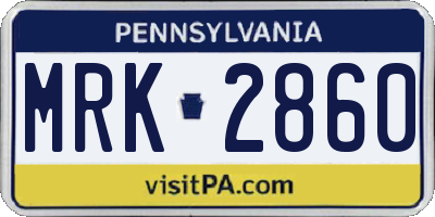 PA license plate MRK2860