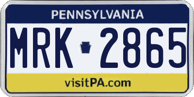 PA license plate MRK2865