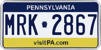 PA license plate MRK2867
