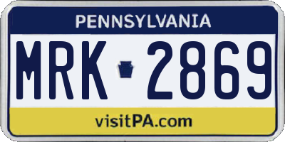 PA license plate MRK2869