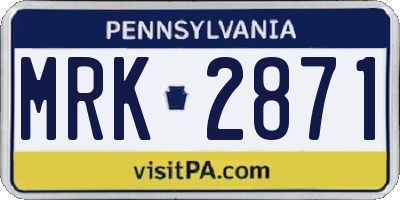PA license plate MRK2871