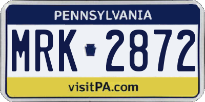 PA license plate MRK2872