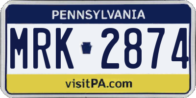 PA license plate MRK2874