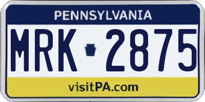PA license plate MRK2875
