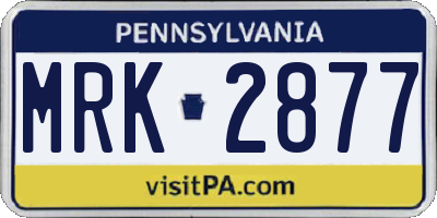 PA license plate MRK2877
