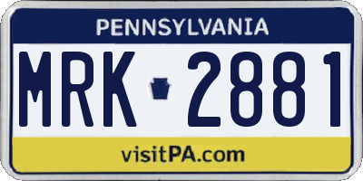 PA license plate MRK2881