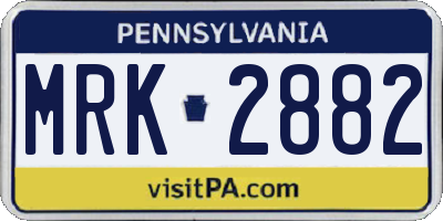 PA license plate MRK2882