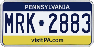 PA license plate MRK2883
