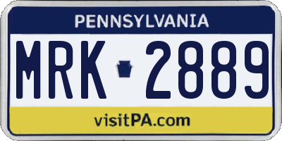 PA license plate MRK2889