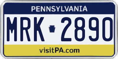 PA license plate MRK2890
