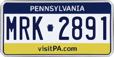 PA license plate MRK2891
