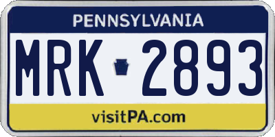 PA license plate MRK2893