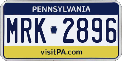 PA license plate MRK2896