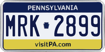 PA license plate MRK2899