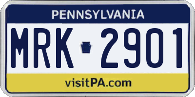 PA license plate MRK2901