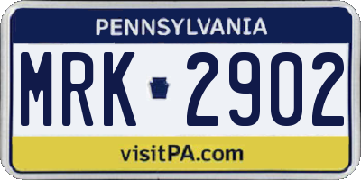 PA license plate MRK2902