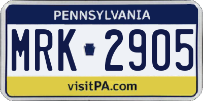 PA license plate MRK2905