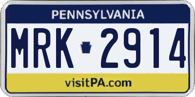 PA license plate MRK2914