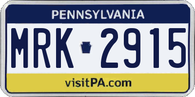PA license plate MRK2915