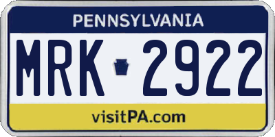 PA license plate MRK2922