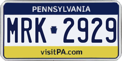 PA license plate MRK2929