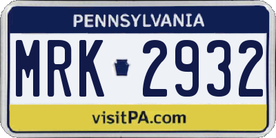 PA license plate MRK2932