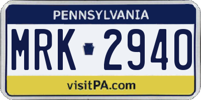 PA license plate MRK2940