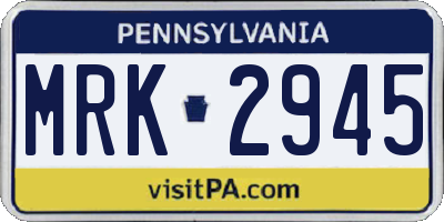 PA license plate MRK2945