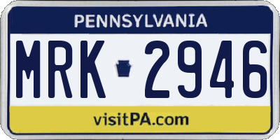 PA license plate MRK2946