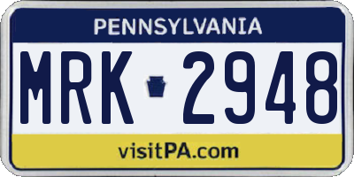 PA license plate MRK2948