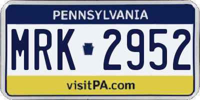 PA license plate MRK2952