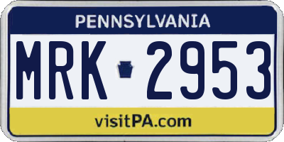 PA license plate MRK2953