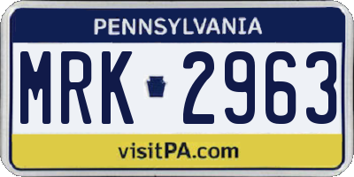 PA license plate MRK2963