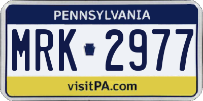 PA license plate MRK2977