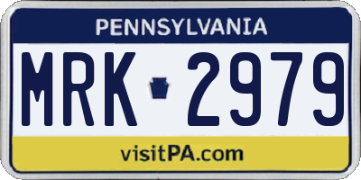 PA license plate MRK2979