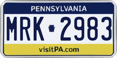 PA license plate MRK2983