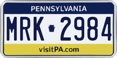 PA license plate MRK2984