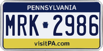 PA license plate MRK2986