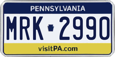 PA license plate MRK2990