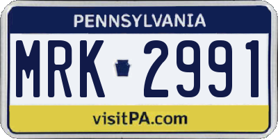 PA license plate MRK2991