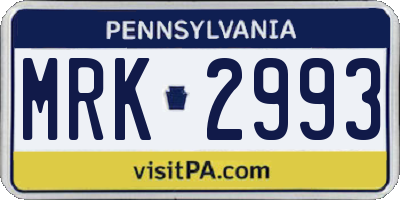 PA license plate MRK2993
