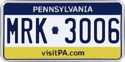 PA license plate MRK3006
