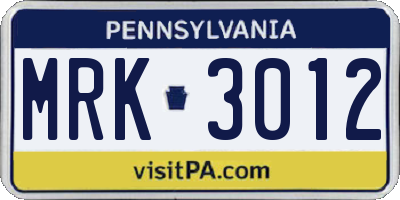 PA license plate MRK3012